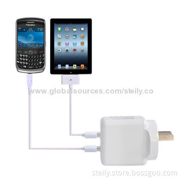 Dual USB Output Mobile Phone Chargers for Samsung/BlackBerry/HTC/Nokia, EU, USA, AU StandardNew